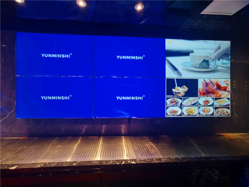 青岛某餐厅采用云敏视55寸3.5mm液晶拼接屏6台